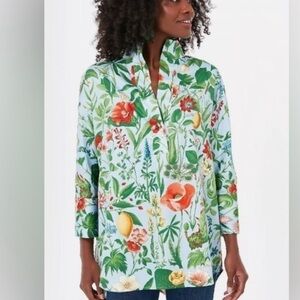 Tuckernuck Floral Blouse with Red and Green Accents